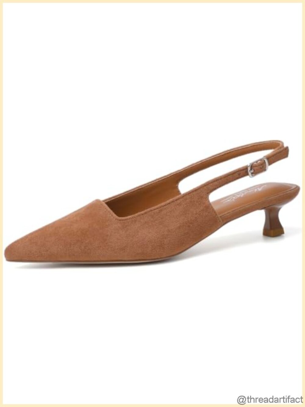 Kitten Heel Pointed Toe Pumps Slingback Buckle Office Party Shoes